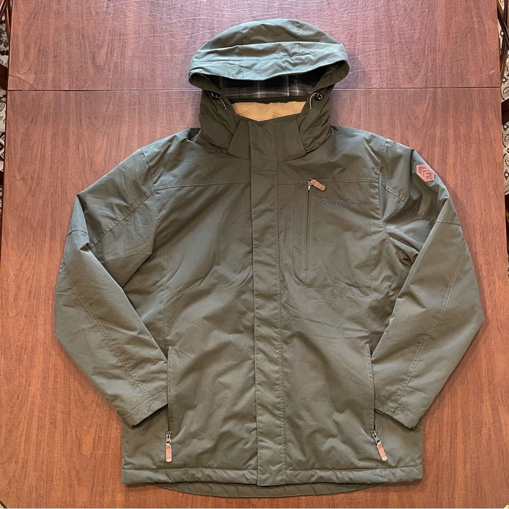 Free Country Wind Water Resistant Detachable Hood Mid Weight Jacket Coat L 42-44